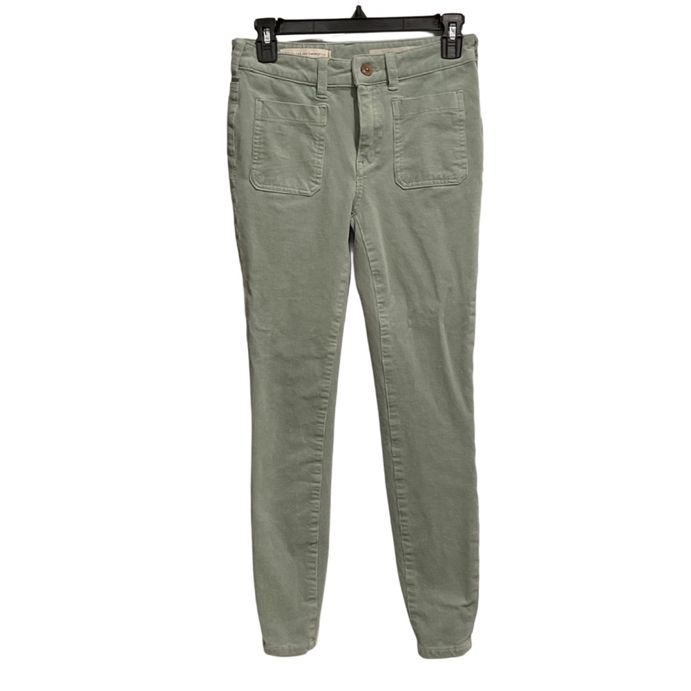 Pilcro and the Letterpress High-Rise Skinny Corduroy‎ Pants Light Green